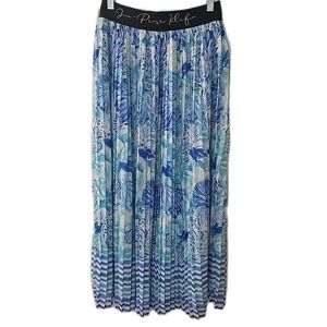 Jean-Pierre Klifa Women's Size Medium‎ Blue Floral Pleated Maxi Skirt